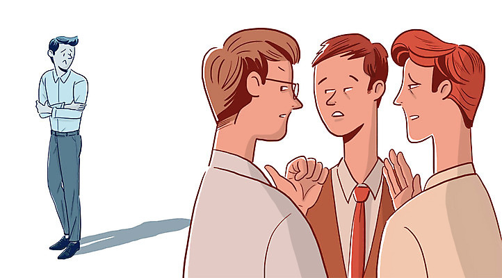 전신 PSD 남자 일러스트 회사 직장 서기 여러명 상반신 성인 금지 사회 무관심 갈등 지연 고립 뒷담화 따돌림 왕따 제외 차별 국내일러스트 감정 다수 비즈니스 모션 사람 공동체 험담 파일형식