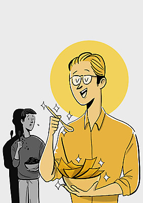 PSD 남자 일러스트 서기 상반신 성인 두명 금지 슬픔 비교 사회이슈 불만 차별 흙수저 금수저 국내일러스트 감정 컨셉 모션 수저 사람 숟가락 파일형식