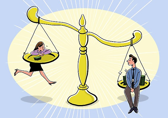 전신 PSD 여자 남자 돈 일러스트 매달리기 저울 앉기 성인 두명 금지 불만 월급 성차별 차별 국내일러스트 감정 모션 사람 재산 파일형식