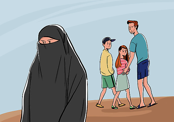 전신 PSD 여자 남자 어린이 일러스트 서기 여러명 상반신 성인 금지 이슬람교 불쾌함 인종차별 제외 차별 니캅 혐오 국내일러스트 옷 감정 종교 다수 모션 사람 파일형식