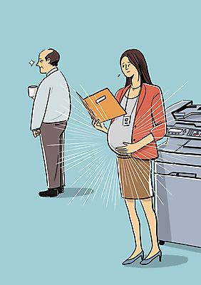 전신 PSD 여자 남자 일러스트 서기 들기 성인 두명 임신 금지 인쇄기 커피잔 파일 불만 해고 눈치 성차별 차별 국내일러스트 감정 커피 비즈니스 모션 잔 사람 전자제품 파일형식