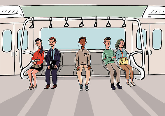 전신 PSD 외국인 여자 남자 일러스트 앉기 여러명 성인 금지 전철 무관심 따돌림 왕따 인종차별 제외 차별 국내일러스트 감정 육상교통 다수 모션 대중교통 사람 인종 파일형식