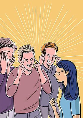 PSD 외국인 백인 여자 남자 일러스트 서기 동양인 인종 여러명 상반신 성인 금지 분노 놀림 따돌림 성차별 인종차별 차별 국내일러스트 서양인 감정 다수 모션 사람 왕따 파일형식