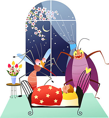 나무 남자 꽃 별 어린이 일러스트 창문 베개 탁자 한명 상반신 여름 꽃병 이불 침대 잠 커튼 해충 벌레 위협 바퀴벌레 모기 국내일러스트 AI파일 자연요소 식물 1 계절 가구 곤충 침구 사람 파일형식 벡터