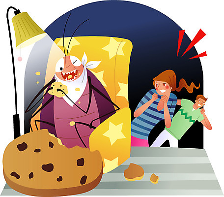 여자 남자 음식 의자 일러스트 조명 상반신 성인 두명 여름 소파 과자 식사 놀람 스탠드 해충 벌레 턱받이 바퀴벌레 국내일러스트 AI파일 계절 감정 가구 곤충 디저트 표정 사람 아기용품 파일형식 벡터