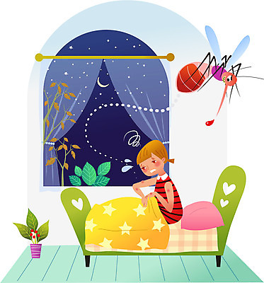 나무 여자 별 화분 어린이 일러스트 창문 베개 한명 앉기 상반신 여름 이불 침대 커튼 해충 초승달 모기 국내일러스트 AI파일 자연요소 식물 1 계절 가구 침구 모션 사람 달 벌레 파일형식 벡터