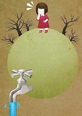 전신 PSD 나무 여자 지구 어린이 일러스트 건조 한명 서기 물 새싹 절약 수도꼭지 가뭄 물절약 국내일러스트 자연요소 식물 1 컨셉 모션 날씨 사람 파일형식