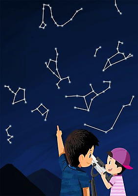 PSD 남자 아들 어린이 일러스트 가족 산 웃음 상반신 성인 두명 여름 여름휴가 바캉스 망원경 별자리 아빠 야간 여름밤 국내일러스트 자연요소 계절 관계 휴가 표정 사람 파일형식 여름_계절