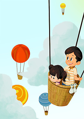 PSD 구름 여자 남자 딸 어린이 일러스트 가족 하늘 상반신 성인 두명 여름 여름휴가 바캉스 열기구 아빠 국내일러스트 자연요소 계절 관계 항공교통 휴가 사람 파일형식 여름_계절