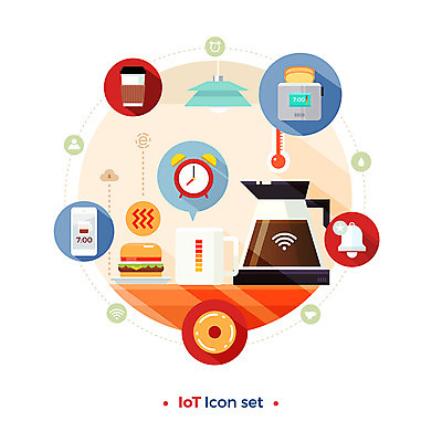 커피 음식 시계 일러스트 사람없음 스마트폰 세트 햄버거 플랫 커피포트 알림 토스트 온도 토스트기 사물인터넷 4차산업 국내일러스트 AI파일 산업 음료 빵 주전자 패스트푸드 정보기술 핸드폰 스마트기기 가전제품 파일형식 벡터