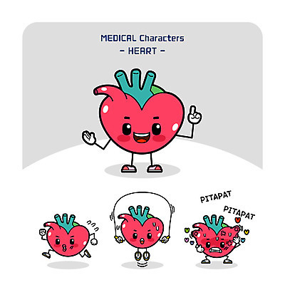 캐릭터 일러스트 의학 사람없음 달리기 운동 건강관리 하트 심장 맥박 장기 줄넘기 의학캐릭터 일러캐릭터 AI파일 모양 신체 모션 건강 관리 장기_의학 파일형식 벡터