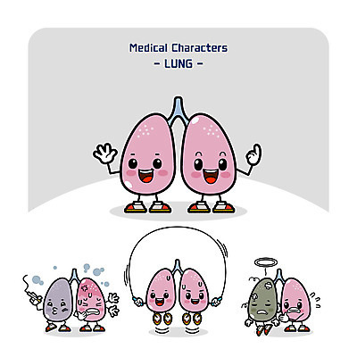 캐릭터 일러스트 의학 담배 사람없음 건강관리 고통 죽음 허파 장기 질병 줄넘기 의학캐릭터 일러캐릭터 AI파일 감정 신체 건강 관리 운동 호흡기관 파일형식 벡터