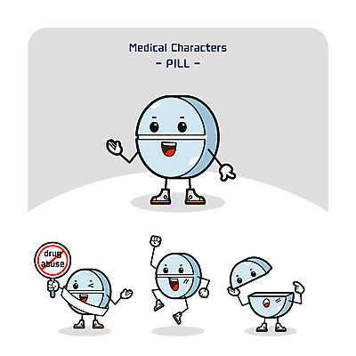 캐릭터 일러스트 의학 사람없음 알약 약 점프 금지 자르기 약물오남용 의학캐릭터 일러캐릭터 AI파일 모션 파일형식 벡터