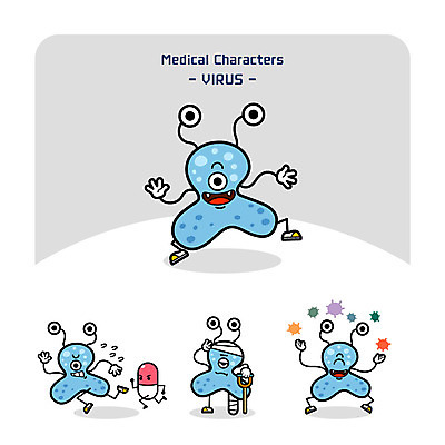 캐릭터 일러스트 의학 사람없음 약 고통 질병 탈출 예방 감염 붕대 박테리아 목발 의학캐릭터 일러캐릭터 AI파일 감정 컨셉 의료기기 파일형식 벡터
