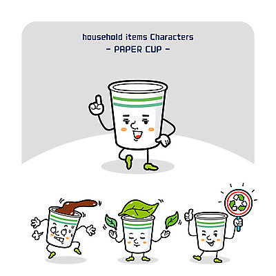 캐릭터 커피 생활용품 일러스트 나뭇잎 사람없음 컵 자연보호 그린캠페인 재활용 종이컵 사물캐릭터 일러캐릭터 AI파일 식기 음료 캠페인 잎 자연 보호 일회용 오브젝트 친환경 파일형식 벡터