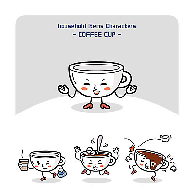 캐릭터 커피 가방 일러스트 주방용품 사람없음 숟가락 커피잔 설탕 각설탕 쏟아짐 사물캐릭터 일러캐릭터 AI파일 잡화 음료 생활용품 모션 잔 수저 파일형식 벡터