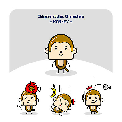 동물 캐릭터 동물캐릭터 일러스트 복주머니 바나나 사람없음 돌_바위 십이지신 원숭이 십이지신캐릭터 원숭이캐릭터 일러캐릭터 AI파일 과일 포유류 전통소품 파일형식 벡터