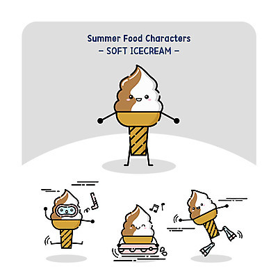 캐릭터 일러스트 디저트 여름음식 사람없음 여름 스노클링 오리발 음식캐릭터 튜브 콘아이스크림 소프트아이스크림 디저트캐릭터 일러캐릭터 AI파일 계절 음식 아이스크림 수상스포츠 파일형식 벡터 여름_계절