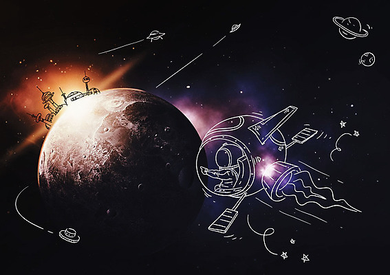 편집이미지 별 한명 성인 우주 행성 우주비행사 우주선 미래도시 이미지편집 AI파일 자연요소 1 미래 사람 도시 파일형식 벡터