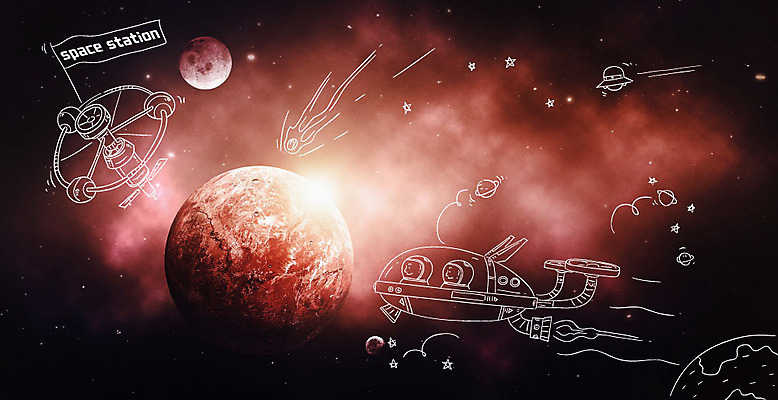 편집이미지 상반신 성인 두명 우주 행성 우주비행사 우주선 성운 우주정거장 혜성 화성 이미지편집 AI파일 별 사람 파일형식 벡터