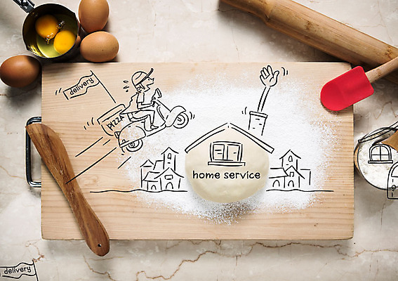 전신 편집이미지 남자 주택 도마 피자 한명 계란 오토바이 밀가루 주걱 밀대 피자배달원 이미지편집 AI파일 1 주방용품 패스트푸드 서양음식 사람 건물 알 바이크 배달원 가루 파일형식 벡터