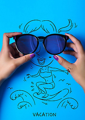 전신 편집이미지 손 여자 파도 서기 성인 두명 신체부위 여름 여름휴가 바캉스 선글라스 서핑보드 서핑 이미지편집 AI파일 계절 안경 바다 모션 휴가 사람 수상스포츠 보드_스포츠 파일형식 벡터 여름_계절