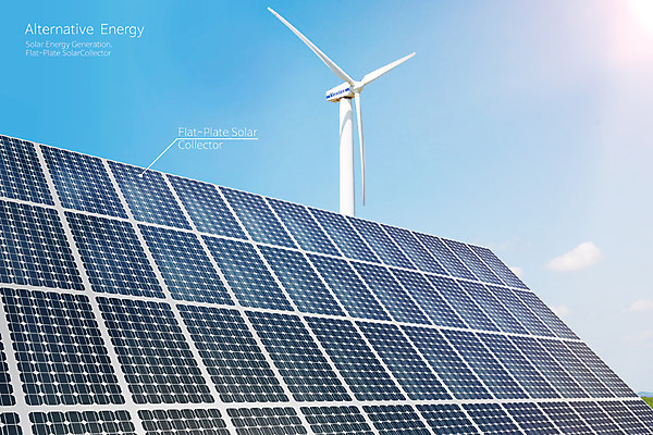 주간 PSD 편집 편집이미지 하늘 바람 사람없음 3D 도시 그린에너지 풍력에너지 스마트 디지털합성 합성 태양에너지 집열판 광합성 편집3D 자연요소 컨셉 날씨 에너지 파일형식