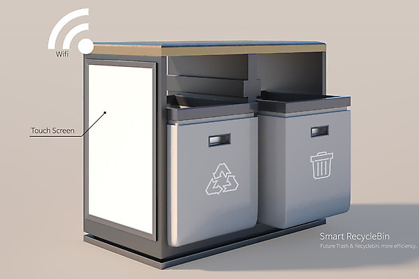 주간 PSD 편집 편집이미지 사람없음 3D 재활용 쓰레기통 도시 스마트 디지털합성 합성 와이파이 터치스크린 그린시티 편집3D 자연요소 컨셉 친환경 무선인터넷 파일형식 그린뉴딜