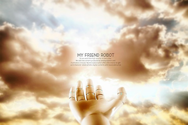 PSD 구름 편집 편집이미지 손 하늘 정보기술 사람없음 빛 3D 기계 로봇 디지털합성 합성 로봇팔 휴머노이드 4차산업 AI_인공지능 편집3D 자연요소 산업 기술 신체부위 파일형식