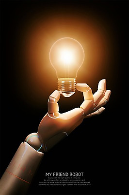 PSD 편집 편집이미지 손 전구 정보기술 들기 사람없음 빛 3D 기계 로봇 디지털합성 합성 로봇팔 휴머노이드 4차산업 AI_인공지능 편집3D 산업 모션 기술 신체부위 파일형식