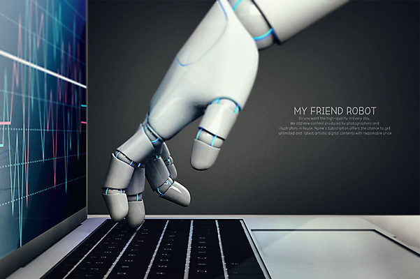 PSD 편집 편집이미지 손 그래프 정보기술 사람없음 노트북 3D 기계 키보드 로봇 디지털합성 합성 로봇팔 휴머노이드 4차산업 AI_인공지능 편집3D 산업 기술 신체부위 전자제품 파일형식