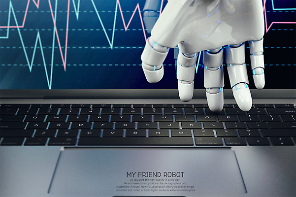 PSD 편집 편집이미지 손 그래프 정보기술 사람없음 노트북 컴퓨터 3D 기계 키보드 로봇 디지털합성 합성 로봇팔 휴머노이드 4차산업 AI_인공지능 편집3D 산업 기술 신체부위 전자제품 파일형식