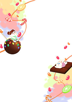 전신 PSD 여자 어린이 일러스트 디저트 프레임 사탕 한명 앉기 초콜릿 토끼 젤리 프레임일러스트 국내일러스트 1 음식 포유류 모션 사람 반려동물 파일형식