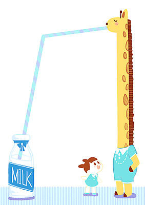 전신 PSD 여자 어린이 일러스트 디저트 프레임 한명 서기 우유 우유병 기린 프레임일러스트 국내일러스트 1 음식 포유류 모션 병_용기 유제품 사람 파일형식