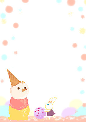 PSD 일러스트 눈사람 아이스크림 디저트 프레임 사람없음 토끼 프레임일러스트 국내일러스트 음식 포유류 반려동물 파일형식