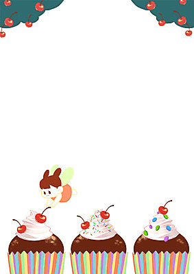 전신 PSD 여자 어린이 일러스트 디저트 프레임 요정 한명 체리 컵케이크 프레임일러스트 국내일러스트 1 음식 과일 사람 케이크 파일형식