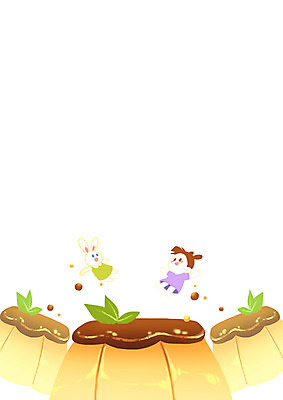 전신 PSD 여자 어린이 일러스트 디저트 프레임 한명 토끼 젤리 푸딩 프레임일러스트 국내일러스트 1 음식 포유류 사람 반려동물 파일형식