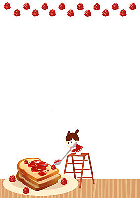 전신 PSD 여자 어린이 일러스트 사다리 디저트 프레임 한명 서기 잼 토스트 딸기잼 프레임일러스트 국내일러스트 1 음식 빵 모션 사람 도구 소스_음식 파일형식