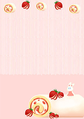 PSD 일러스트 딸기 디저트 프레임 사람없음 토끼 롤케이크 프레임일러스트 국내일러스트 음식 과일 포유류 반려동물 케이크 파일형식