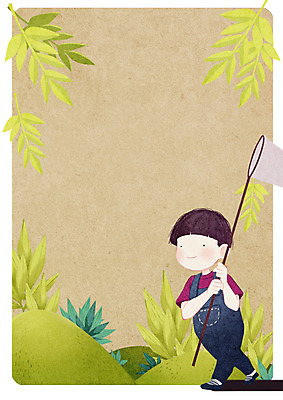 전신 PSD 남자 어린이 곤충 일러스트 나뭇잎 프레임 한명 서기 들기 곤충채집 채집망 프레임일러스트 방과후 국내일러스트 동물 1 교육 잎 모션 사람 수집 파일형식