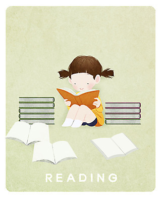 전신 PSD 여자 어린이 일러스트 한명 웃음 앉기 책 독서 방과후 국내일러스트 1 교육 모션 표정 사람 파일형식