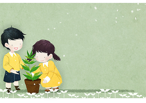 전신 PSD 식물 여자 남자 화분 어린이 일러스트 프레임 서기 앉기 두명 프레임일러스트 방과후 국내일러스트 교육 모션 사람 파일형식