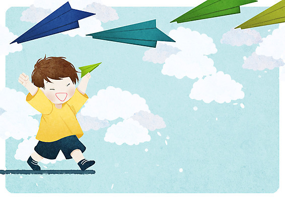 전신 PSD 구름 남자 어린이 일러스트 하늘 프레임 한명 서기 종이비행기 놀기 프레임일러스트 방과후 국내일러스트 자연요소 1 교육 모션 사람 종이접기 파일형식