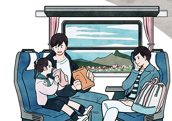 전신 PSD 여자 남자 딸 음료 어린이 여행 가방 일러스트 창문 가족 엄마 앉기 상반신 성인 세명 과자 기차 아빠 국내일러스트 잡화 육상교통 관계 모션 디저트 대중교통 사람 파일형식