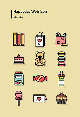 아이콘 인형 화이트데이 막대사탕 사탕 선물 사람없음 세트 케이크 곰인형 샴페인 편지 웹아이콘 마카롱 2D아이콘 AI파일 카드프레임 데이이벤트 디저트 프레임 주류 파일형식 벡터