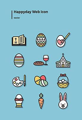 아이콘 사람없음 세트 교회 바구니 성경 당근 토끼 팔레트 부활절계란 웹아이콘 성찬식 2D아이콘 AI파일 종교용품 포유류 종교건축 부활절 뿌리채소 건물 반려동물 계란 파일형식 벡터