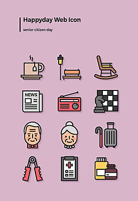 아이콘 여자 할아버지 남자 할머니 여행 벤치 두명 세트 운동 약 신문 체스 차 라디오 웹아이콘 흔들의자 건강검진 노인의날 2D아이콘 AI파일 노년 음료 의자 의학 놀이 건강 사람 간행물 전자제품 뉴스 검사_조사 파일형식 벡터 법정기념일
