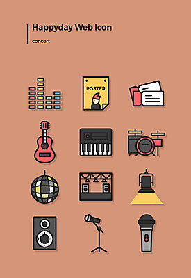 아이콘 포스터 악기 조명 사람없음 세트 콘서트 기타 티켓 건반 피아노 공연장 마이크 드럼 웹아이콘 미러볼 리듬 무선마이크 음향감독 2D아이콘 AI파일 직업 음악 음향기기 현악기 타악기 장식 공연 건반악기 극장 파일형식 벡터
