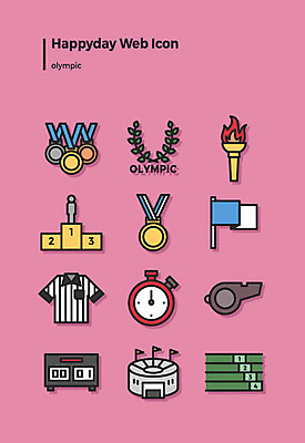 아이콘 올림픽 사람없음 세트 화관 경기장 깃발 우승 심판 호루라기 메달 웹아이콘 금메달 성화 스코어 초시계 2D아이콘 AI파일 꽃 스포츠 시계 스포츠시설 최고 상_상패 파일형식 벡터