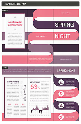 템플릿 표지디자인 표지 ZIP 내지 리플렛 분홍색 곡선 3단접지 그래프 팜플렛 사람없음 봄 인디자인 INDD 이미지템플릿 계절 선 컬러 파일형식
